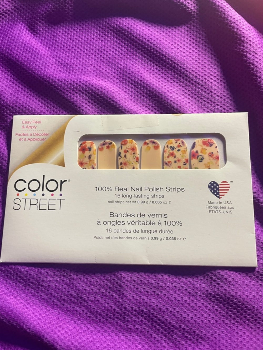 Color Street Cream Floral Nail Polish Strips with Multicolor Flowers